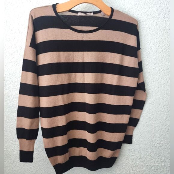 Vince wool cashmere blend sweater crewneck stripe long sleeve coastal minimalist - Picture 1 of 8